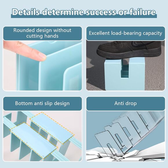 2PCS Adjustable Book File Organizer Set Blue & Clear Desk Divider 5-Slot Rack - Picture 6 of 7